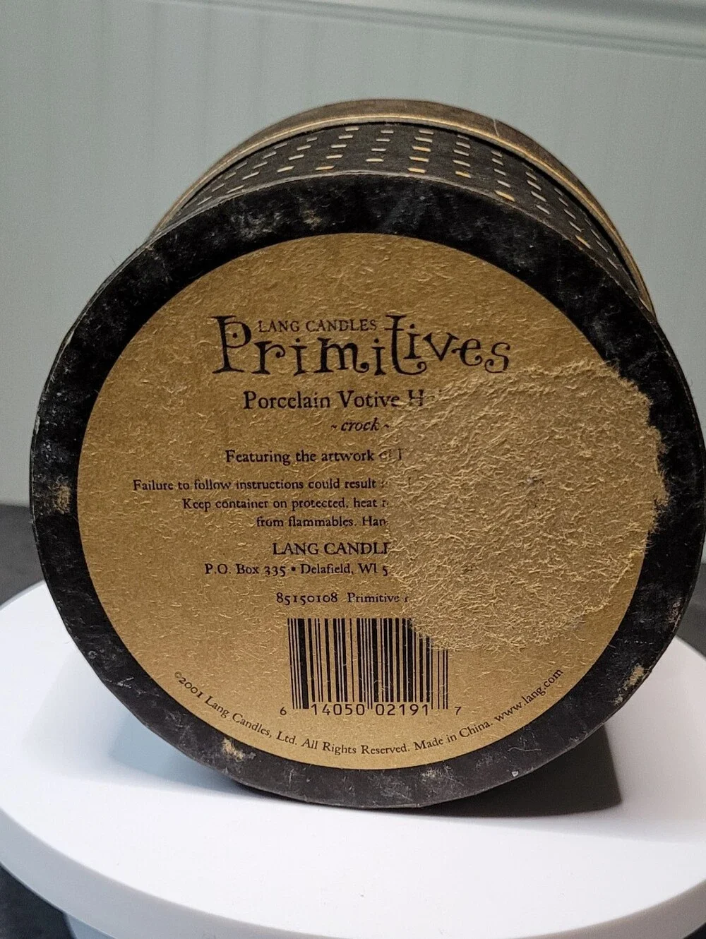 VTG 2001 Lang Primitives Crock Votive Holder Ellen Stouffer Primitive Floral